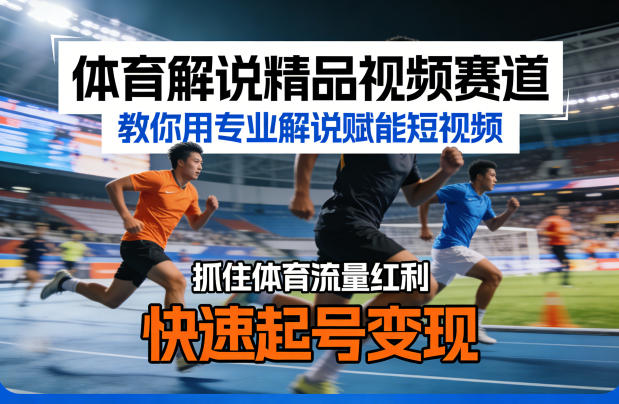 体育解说精品视频赛道,教你用专业解说赋能短视频,抓住体育流量红利,快速起号变现网创吧-网创项目资源站-副业项目-创业项目-搞钱项目网创吧