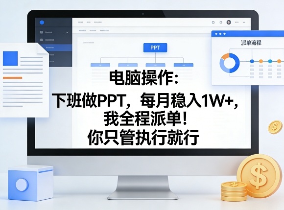 电脑操作：下班做PPT，每月稳入1W+，我全程派单！你只管执行就行【揭秘】网创吧-网创项目资源站-副业项目-创业项目-搞钱项目网创吧