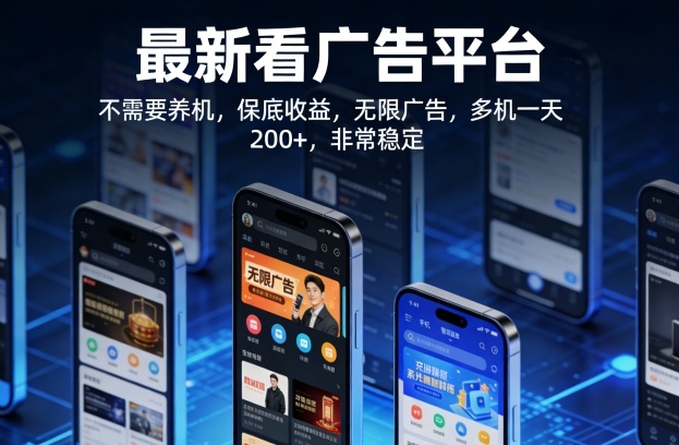 最新看广告平台,不需要养机,保底收益,无限广告,多机一天200+,非常稳定【揭秘】网创吧-网创项目资源站-副业项目-创业项目-搞钱项目网创吧