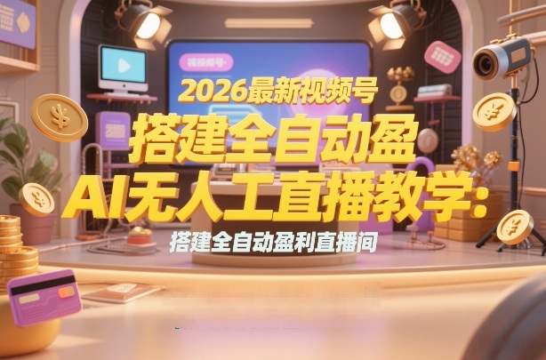 2026最新视频号AI无人直播教学:搭建全自动盈利直播间,低成本开启副业变现网创吧-网创项目资源站-副业项目-创业项目-搞钱项目网创吧