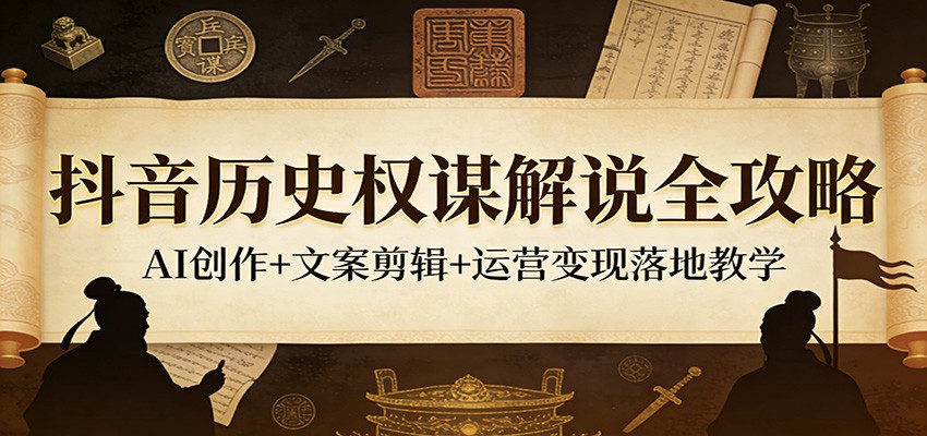 抖音历史权谋解说全攻略:AI创作+文案剪辑+运营变现落地教学网创吧-网创项目资源站-副业项目-创业项目-搞钱项目网创吧