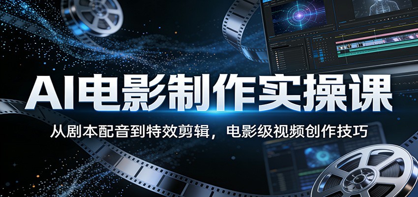 AI电影制作实操课：从剧本配音到特效剪辑，电影级视频创作技巧网创吧-网创项目资源站-副业项目-创业项目-搞钱项目网创吧