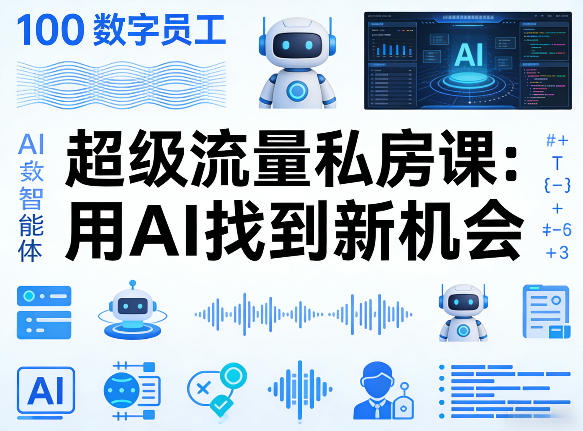 你的AI数字员工100个智能体，超级流量私房课，用AI找到新机会网创吧-网创项目资源站-副业项目-创业项目-搞钱项目网创吧