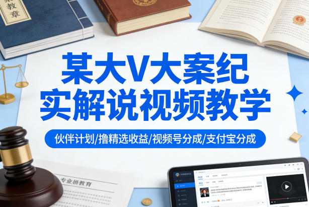 某大V大案纪实解说视频教学,可做伙伴计划、撸精选收益,视频号和支付宝分成计划均可网创吧-网创项目资源站-副业项目-创业项目-搞钱项目网创吧